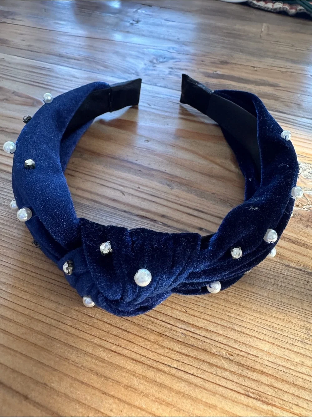 Pearl & Crystal Embellished Navy Headband
